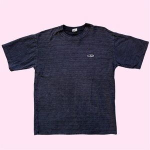 Vintage 90s OP Ocean Pacific Textured Embroidered Tee Navy Oversized Medium